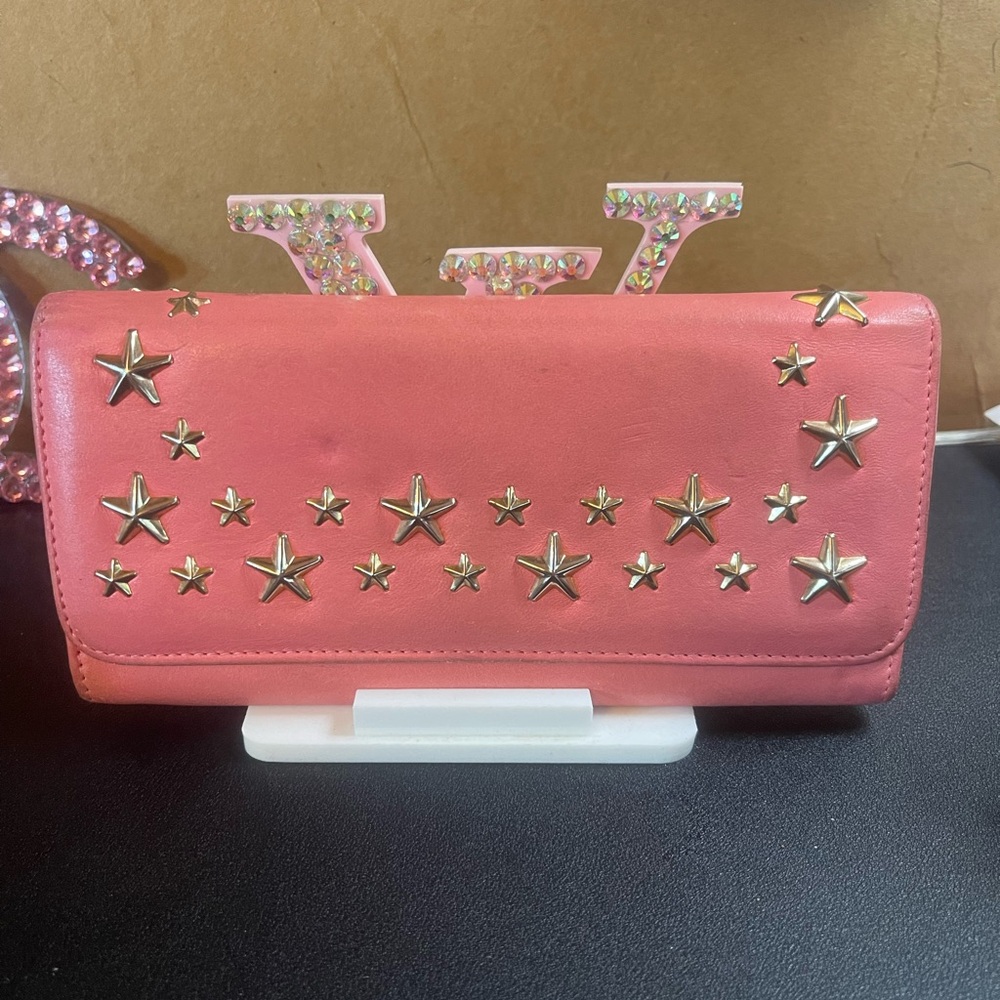 Authentic Jimmy Chow Pink Star-Studded Women's Wallet